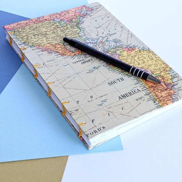 Carte de voyage Notebook | A5 world map journal | Pages vierges ou lignées