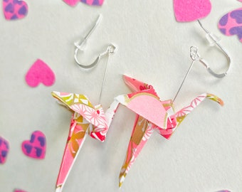 Origami Flamingo Earrings | sterling silver | eco friendly | paper Anniversary gift