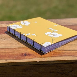 Mustard Yellow floral A5 Hand stitched notebook | blank or lined