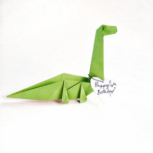 Cartão de aniversário de dinossauro Diplodocus para crianças | Cartão de saudações de origami You're roarsome | Bilhete de amor japonês