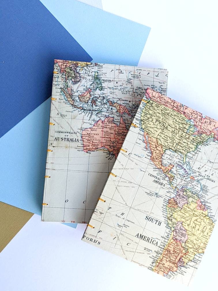 Travel Map Notebook | A5 World Map Journal | Blank or Lined Pages - Etsy UK