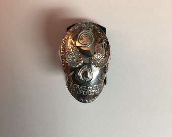 Sugar skull Ring in sterling silver  ( Size 5 1/2 )