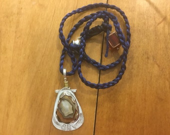 A Sterling Silver Crazy Lace Agate Stone Necklace