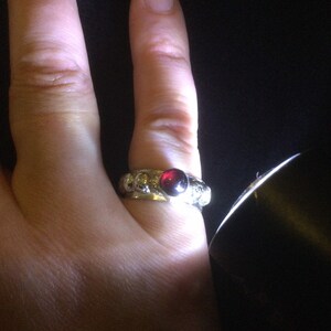 Sterling Silver Garnet Floral Ring