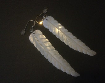 Mother of Pearl Feather Earrings