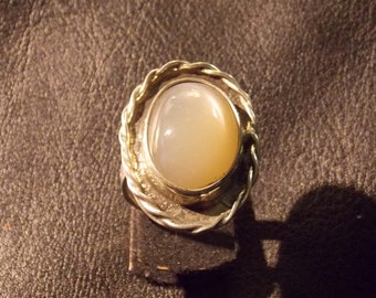Moonstone set in S/S Ring ( size 10 1/2 )