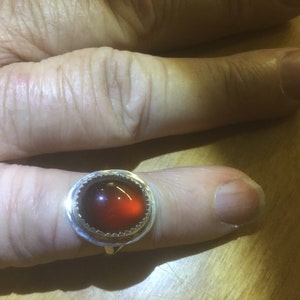 Sterling Silver Hesionite Garnet Stone Ring