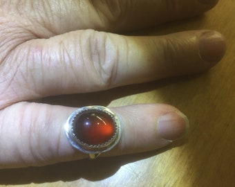 Sterling Silver Hesionite Garnet Stone Ring
