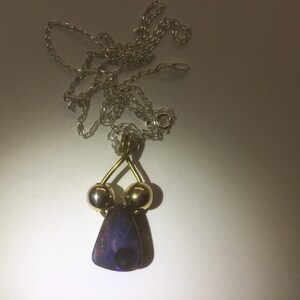 Sterling Silver Chain Necklace with Blue Australian Boulder Opal