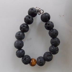 lava + Tigerauge Perlen mit Sterlingsilber-Enden