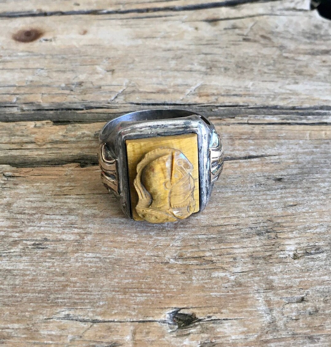 Sterling Silver Ring / Ostby and Barton / Osbee / Tiger Eye / Warrior