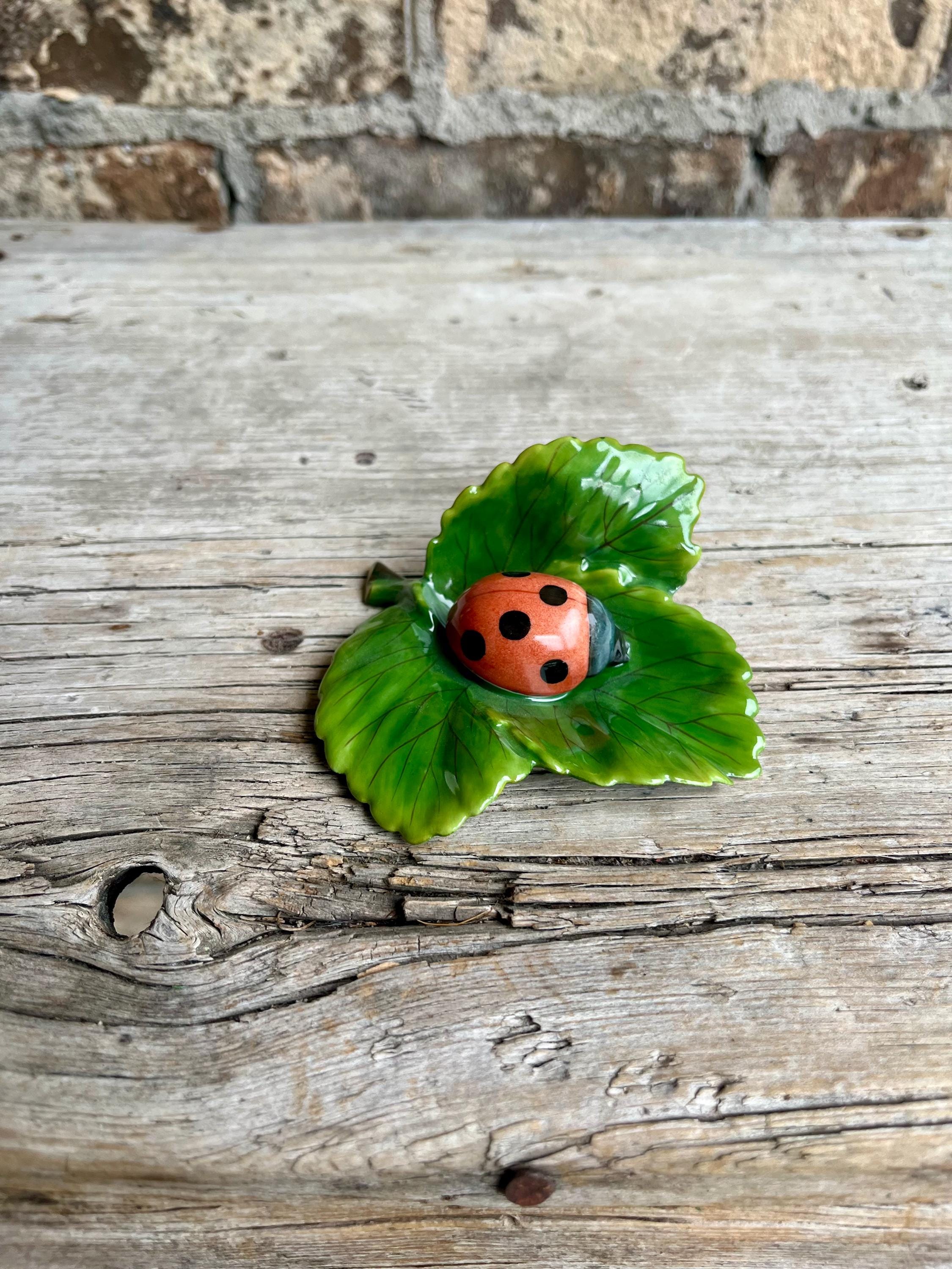 新品！Heve ヘイヴ　LADYBUG Herend Porcelain / Bugs and Friends / Ladybug on Leaf / Natural