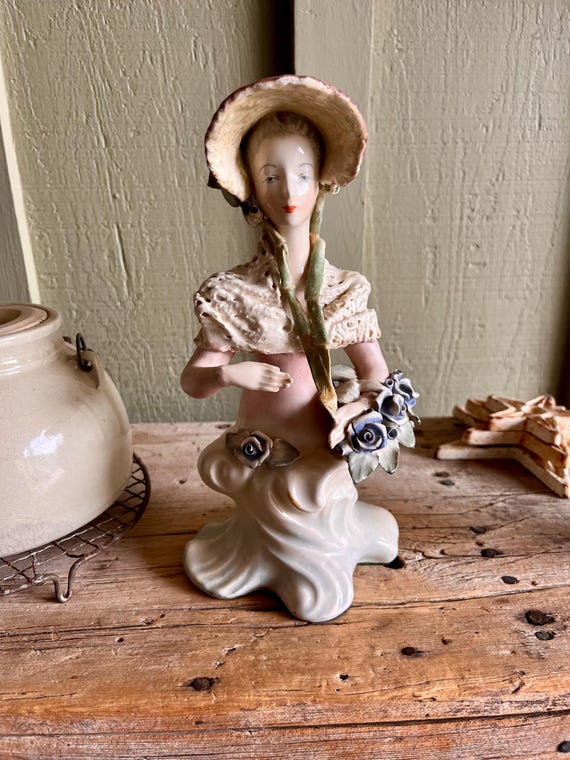Cordey China Figurine / Victorian Style / Porcelain Half Lady