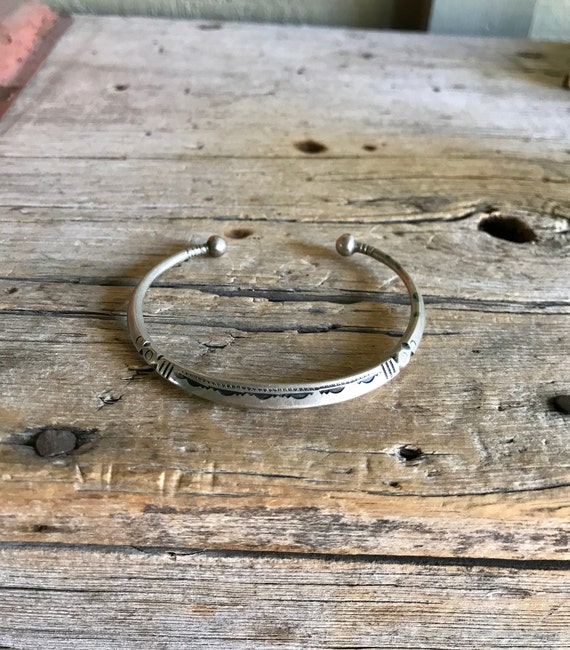 Sterling Silver Cuff Bracelet with Ball Ends Unique Design Sterling Silver Cuff Bracelet with Ball Ends Unique Design