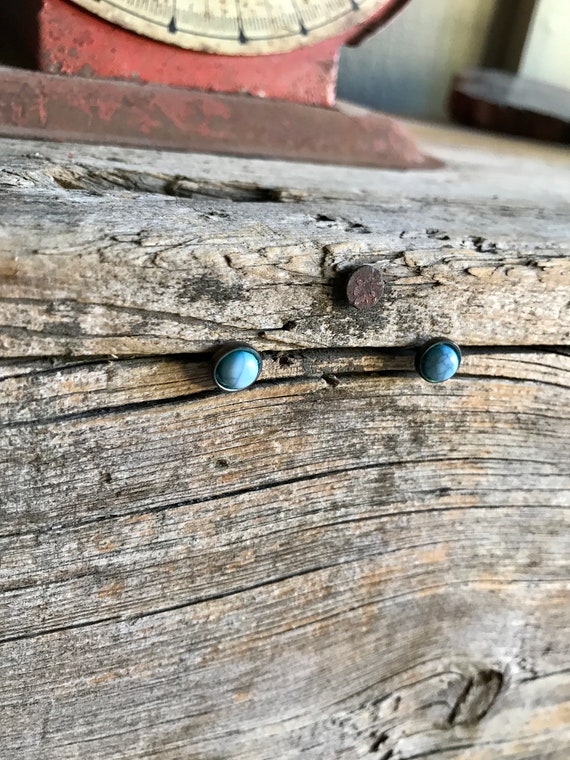 Yellow Owl Workshop Stud Earrings Circle Light Blue Etsy