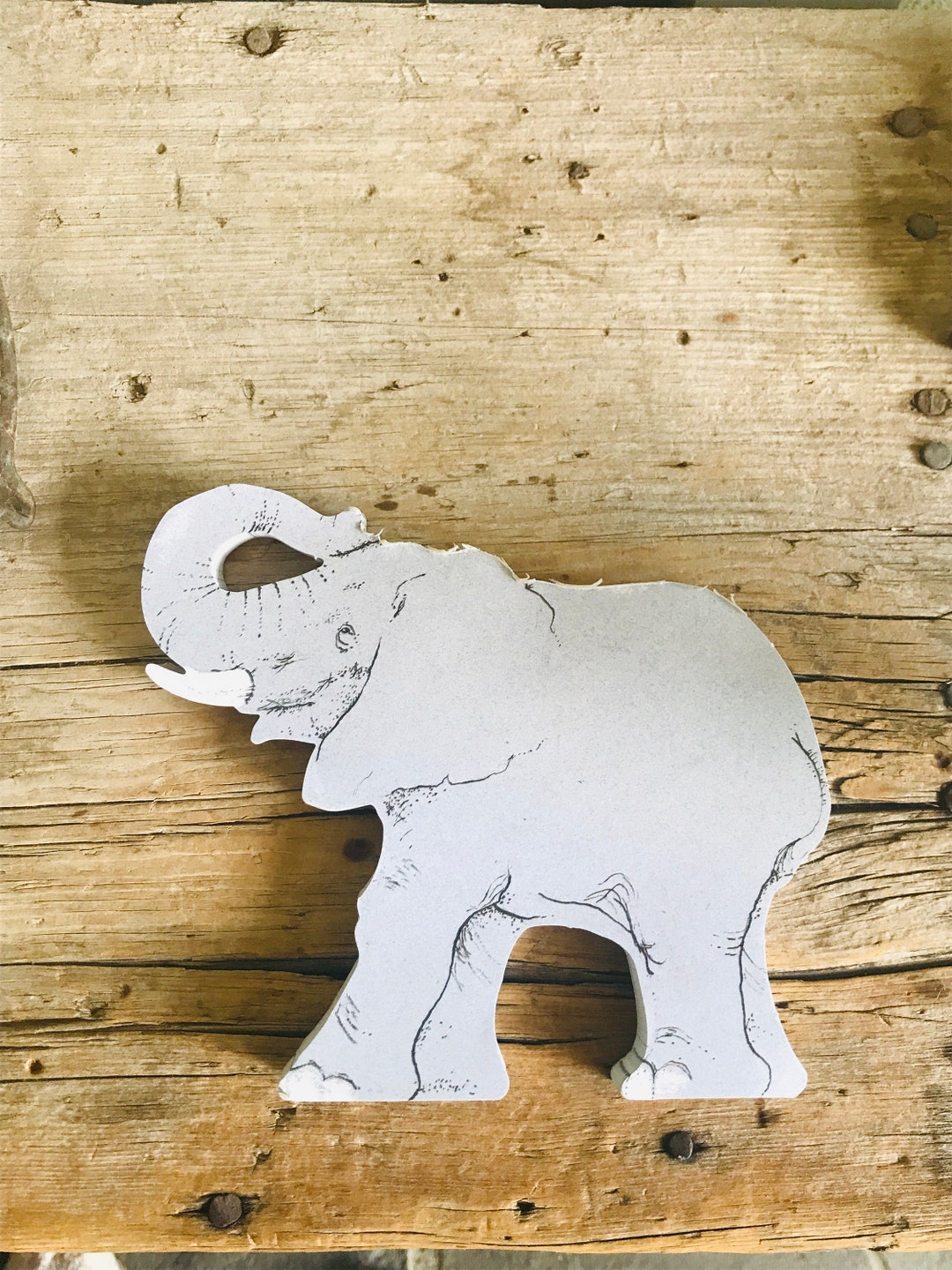 Gray Elephant / 78 Pages / Note Pad / Trunk up / White Tusks ...