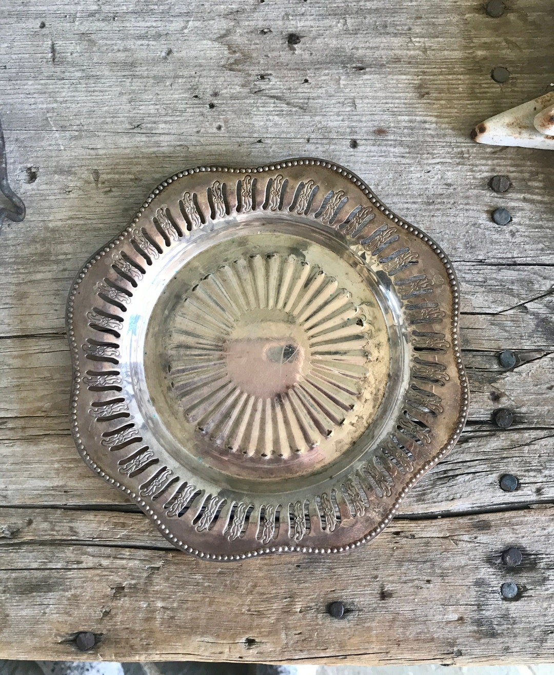 Viking Plate / Silver Plate / Electro Plated Copper / Shallow Bowl