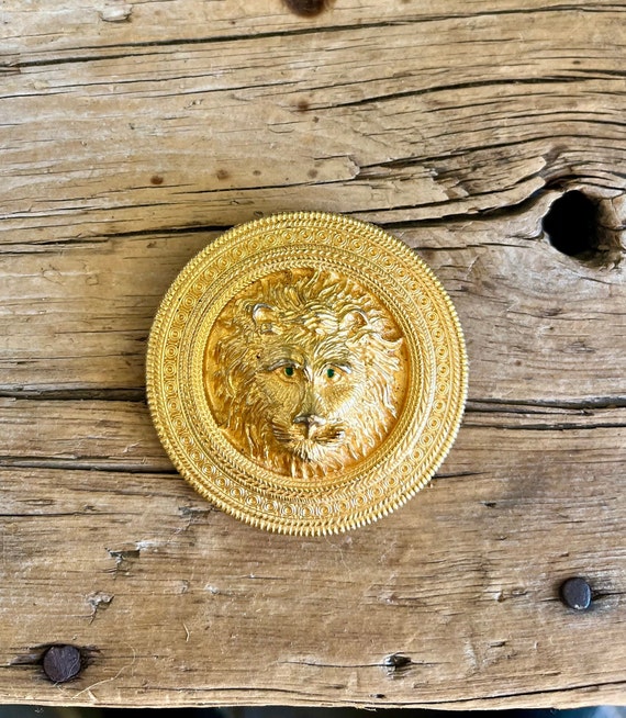 Large Circle Brooch / Large Circle Pendant / Gold… - image 1