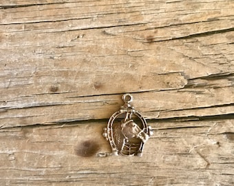 Sterling Silver / Horse Head / Horseshoe / Bridle / Open Work / Horse Charm