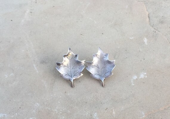 Sterling Silver Earrings / Stuart Nye /  Maple Le… - image 3