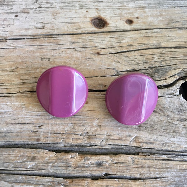 Plastic Earrings / Screw Back / Big Circles / Lucite / Fuchsia / Sangria / Burgundy / Berry / Extra Large /