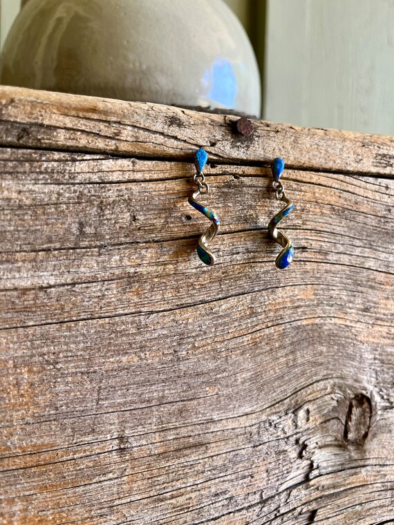 Sterling Silver / Dangle Earrings / Opal Gemstone… - image 2