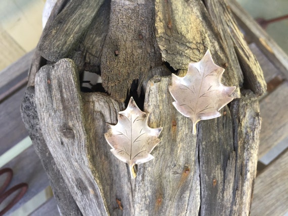 Sterling Silver Earrings / Stuart Nye /  Maple Le… - image 1