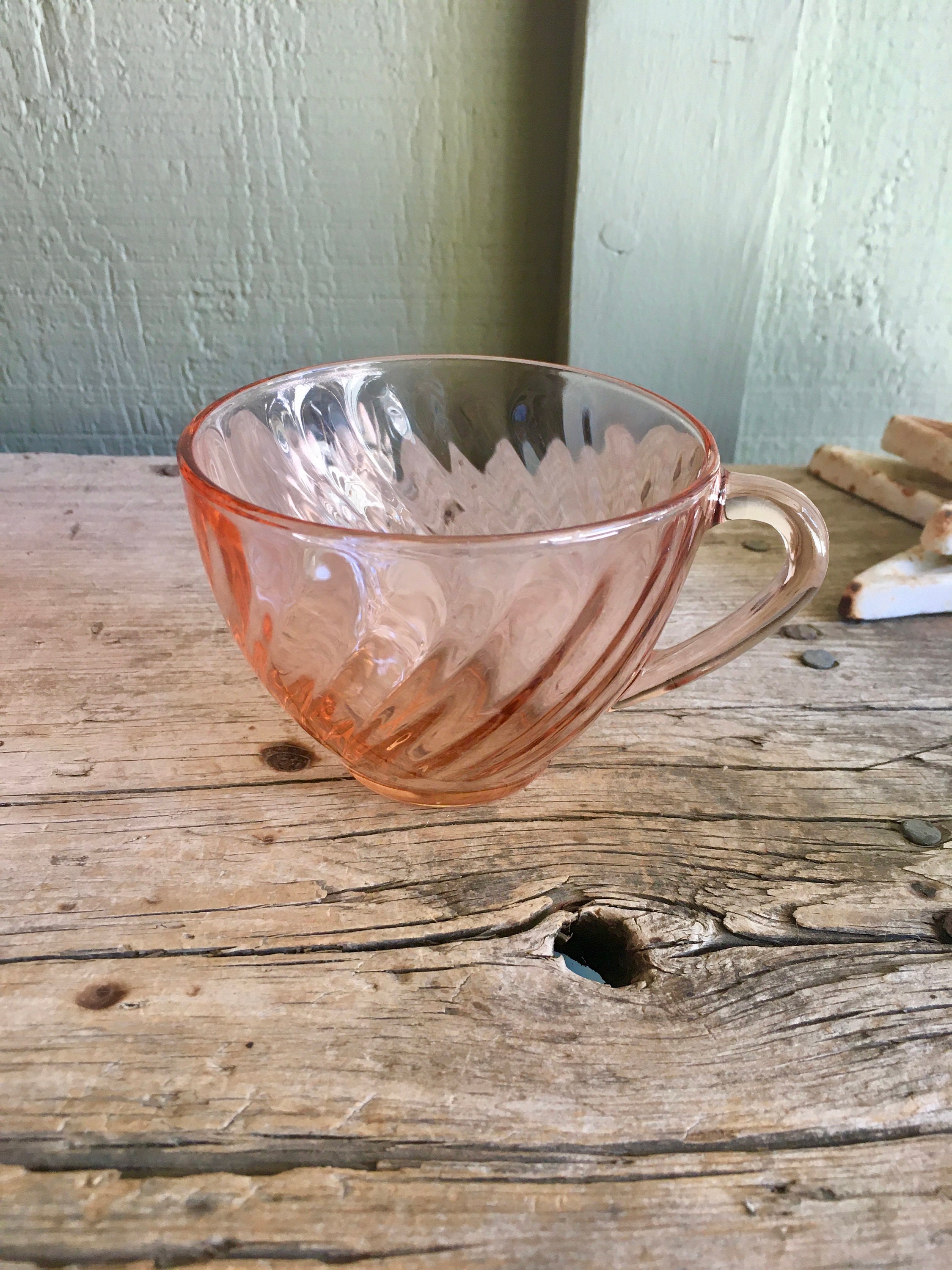 Arcoroc France Rosaline Tea Cup Pink Swirl Depression Etsy Finland