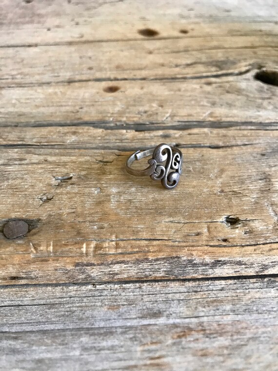 Sterling Silver / Ring / Scrolls / Adjustable / O… - image 2