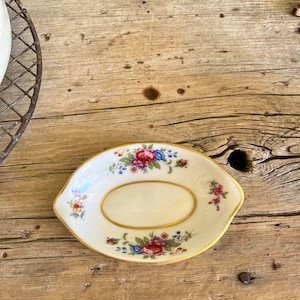 Lenox China / Lenox Rose / Pink Rose / Floral / Gold Trim / Trinket Dish / Oval Dish / Porcelain /