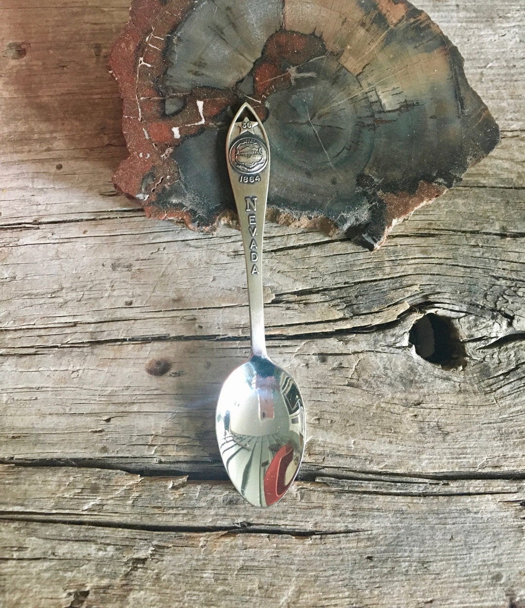 Sterling Silver Spoon / Nevada / 36th State / Souvenir Spoon / Bell