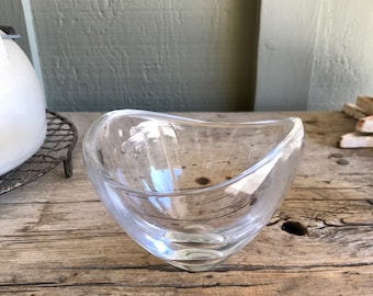 Nambe Bowl / Clear Crystal / Asymmetrical Bowl / Modern Bowl / Small Bowl