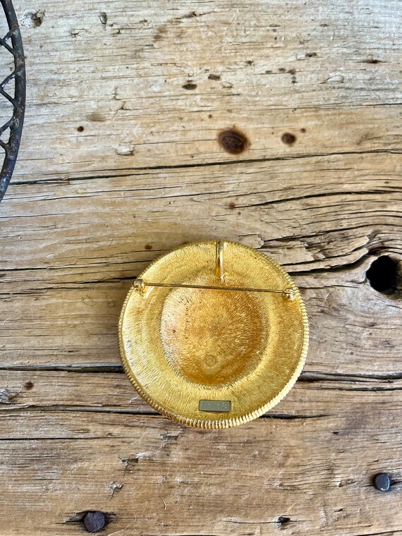 Large Circle Brooch / Large Circle Pendant / Gold… - image 5