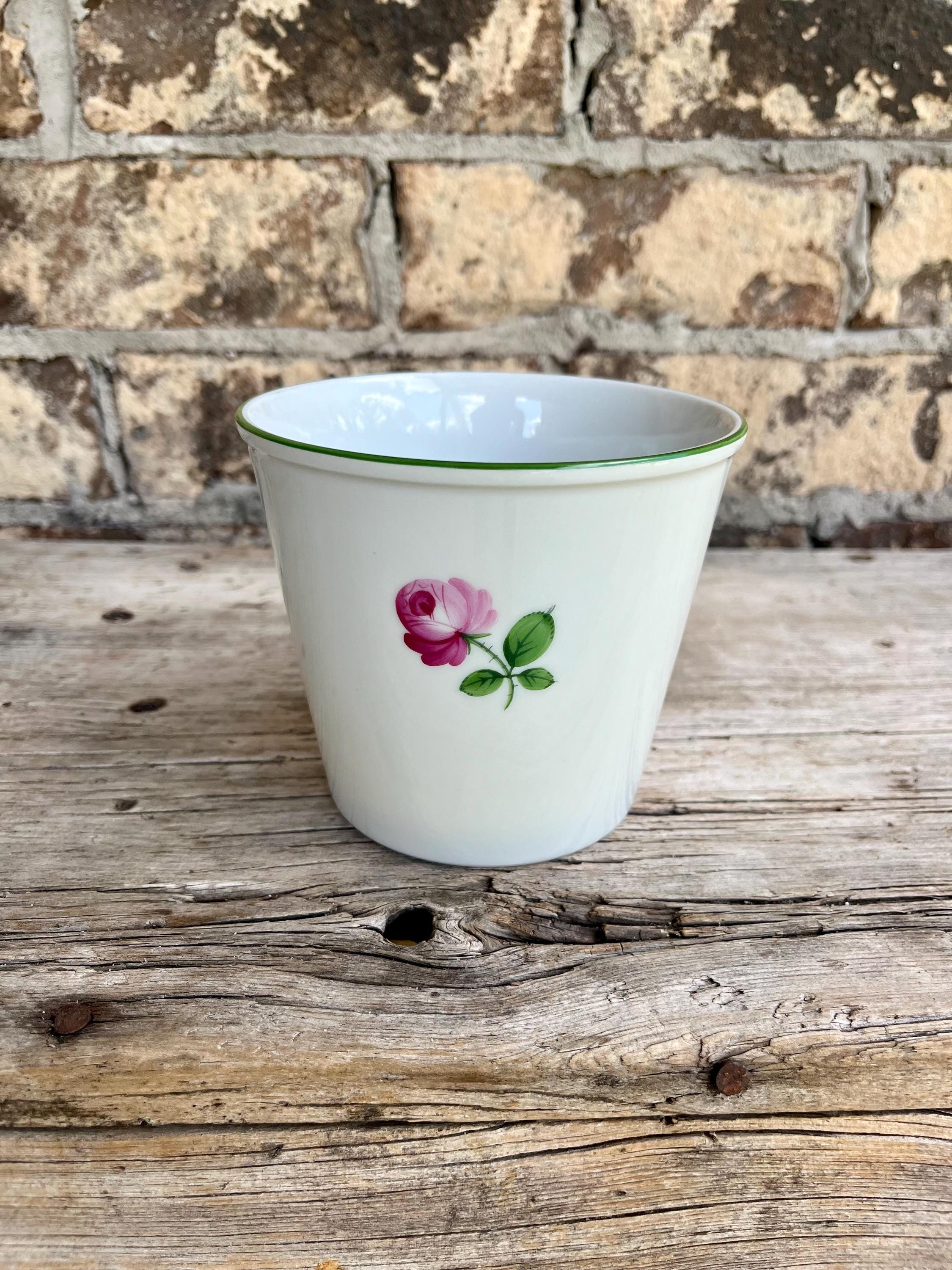 Augarten Wien / Austrian Porcelain / Ceramic Planter / Pink Rose