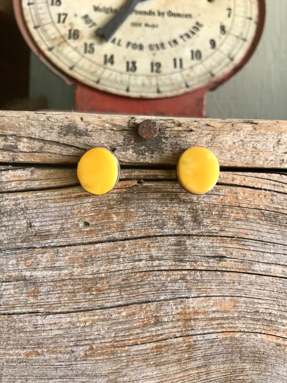 Sterling Silver / Yellow Bakelite / Butterscotch … - image 1