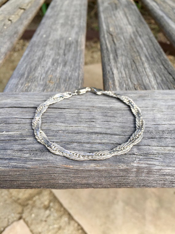 Sterling Silver Bracelet / Hammered / Textured / … - image 3