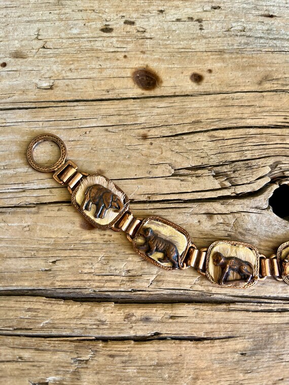 Copper Bracelet / Panel Bracelet / African Animals / Lion