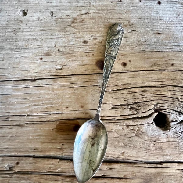 Sterling Silver / Catalina Island / Travel Spoon / Old Ben Seal / Sugarloaf Station Boat / Flying Fish / Chas M Robbins / CAM / 5.65 Inch