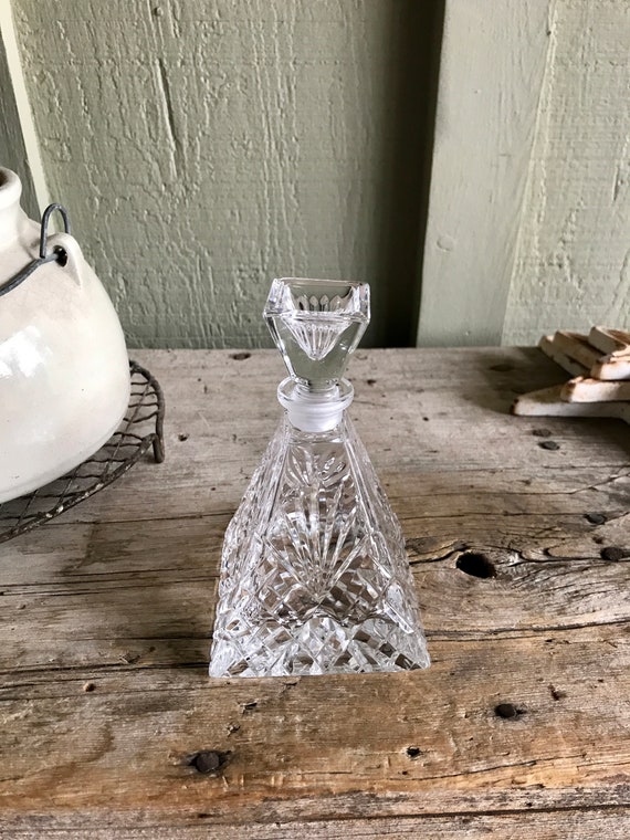 Perfume Bottle / Triangle Shape / Cut Crystal / L… - image 2