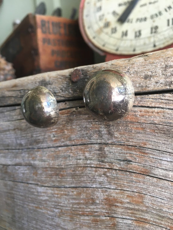 Sterling Silver Earrings / Dome / Studs / Pierced… - image 3