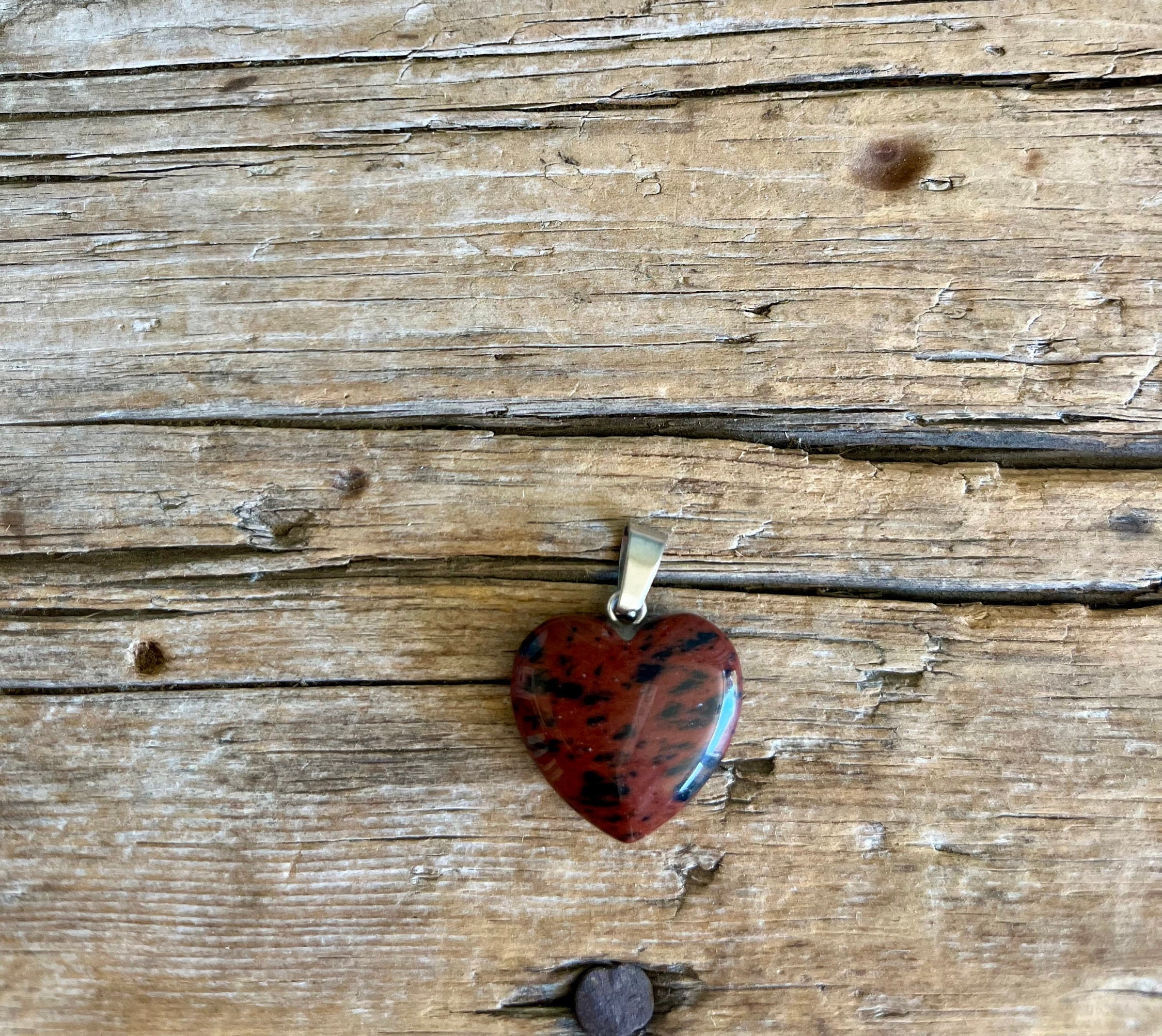 Mahogany Obsidian Heart Pendant - Etsy display picture 2