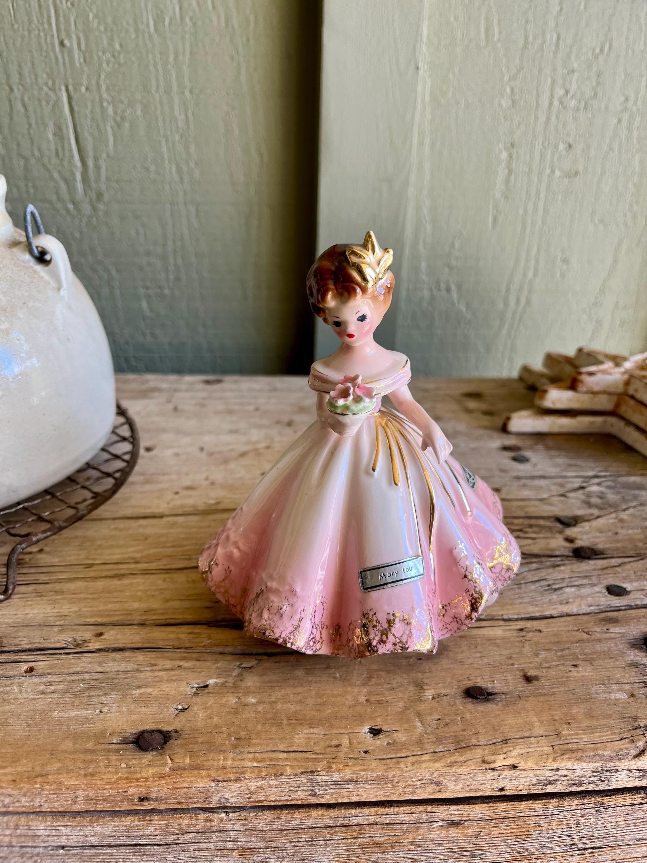 ビングオーグレンダール ELSE エルセ 少女 デンマーク製 フィギュリン 置物 Josef Originals / Mary Lou / Pink Gown / Gold Gilt / Floral / Pink
