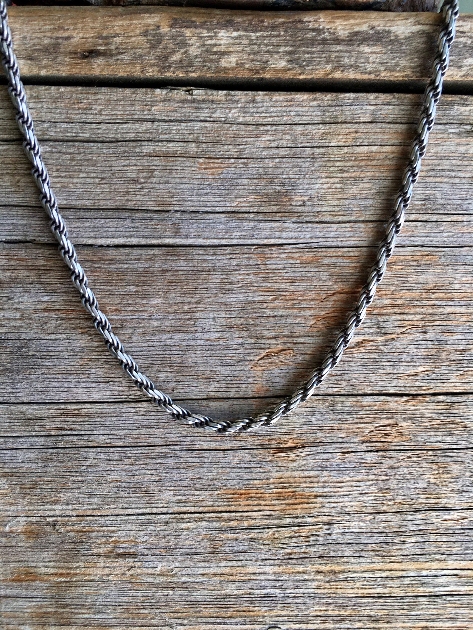 Sterling Silver Necklace / Twisted Rope Chain / 2mm / Made in Etsy
