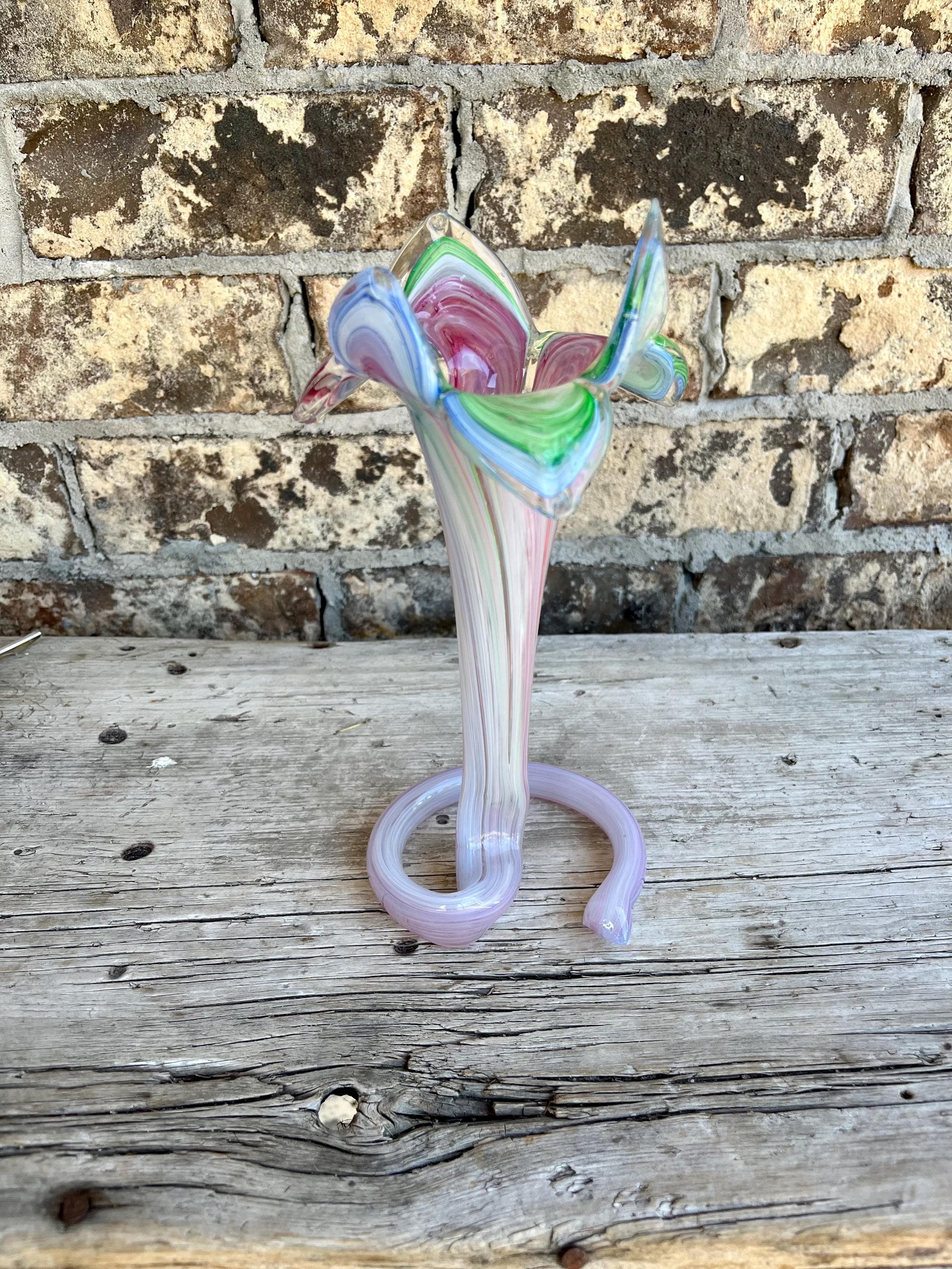 Art Glass / Murano Glass / Floral Top / Colorful Vase / Made in