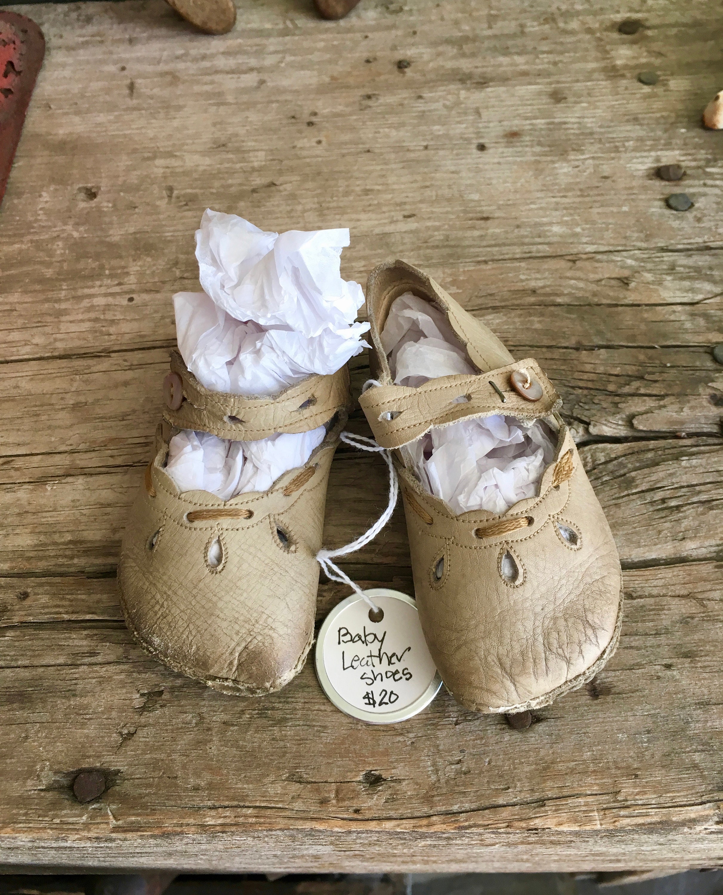 Leather Baby Booties / Shoes / Mary Jane / Tan / Beige / | Etsy