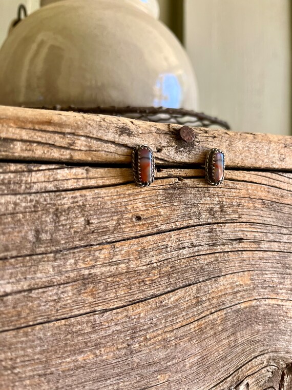 Sterling Silver / Drop Earrings / Rectangle Gemst… - image 2