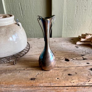 Hans Jensen / Silver Plate / Bud Vase / 2 Handles / 6 Inch / Aged
