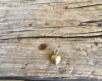 14K Gold / Yellow Gold / Heart Pendant / Puffy Heart / Charm / Small /