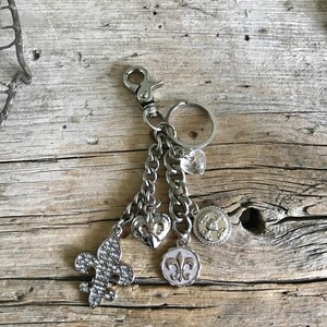 Kathy Van Zeeland Purse Charm Keychain Fleur De Lis Lucite - Main Image