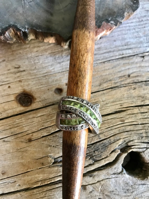 Sterling Silver / Tiny Diamonds / Peridot Stones … - image 9